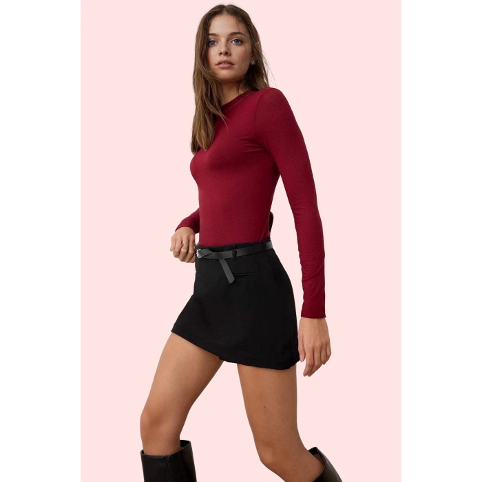 Kadın Yüksek Bel Mini Şort Etek 87% Polyester 13% Elastan Günlük Yaz Aylarının Vazgeçilmezi