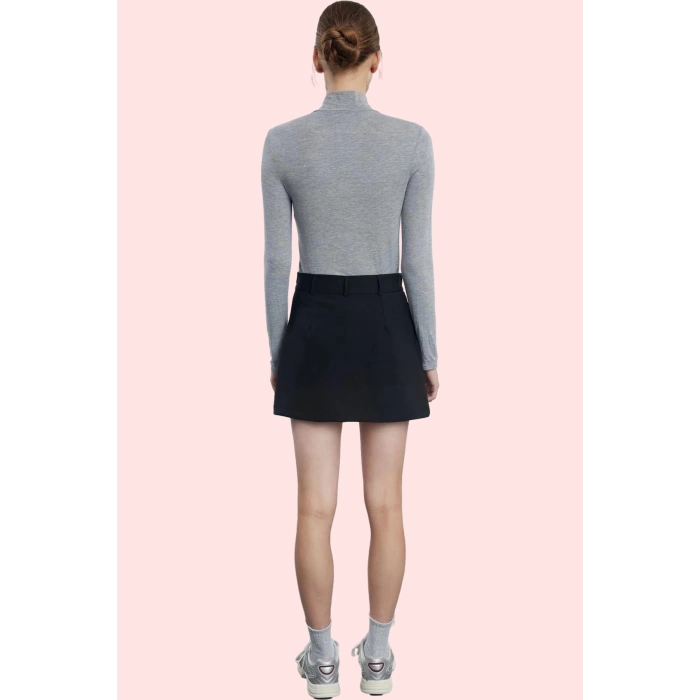 Kadın Yüksek Bel Mini Şort Etek Polyester Elastan Kış Aylarının Vazgeçilmezi Günlük Kullanım