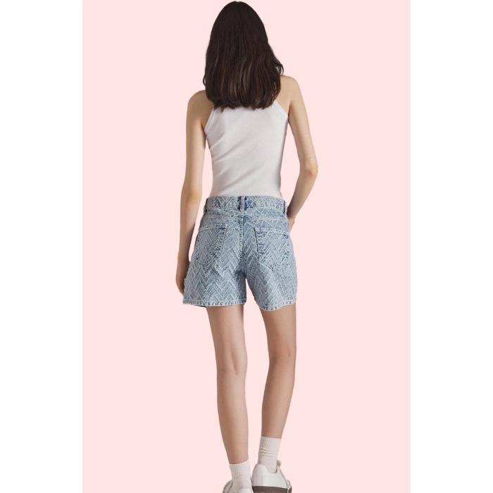 Kadın Yüksek Bel Pamuk Denim Şort Geniş Paça City Short Yazlık Günlük Yaz Aylarının Vazgeçilmezi