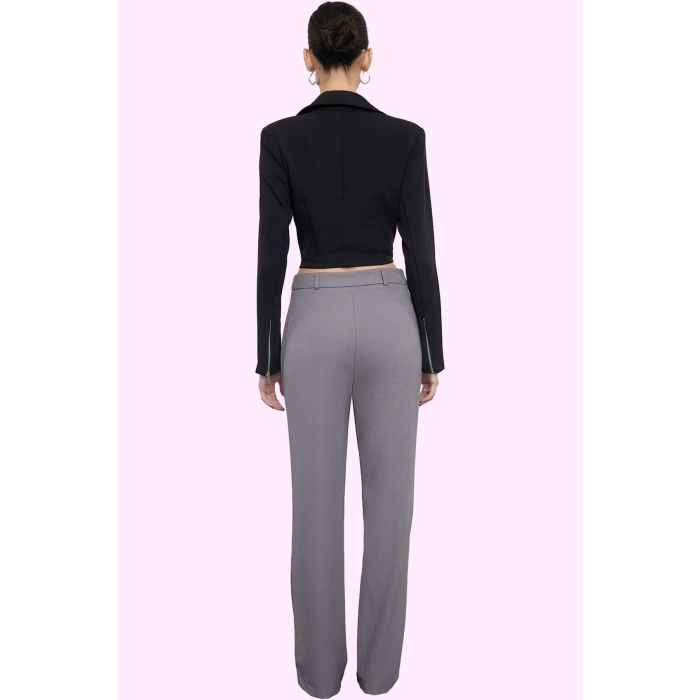 Kadın Yüksek Bel Straight Pantolon Dokuma Kumaş Casual Günlük Hafta Sonu Dayanıklı Malzeme
