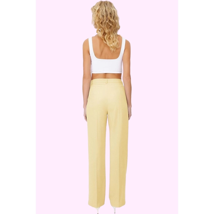 Kadın Yüksek Bel Straight Pantolon Düz Desen İş Ve Günlük Kullanıma Uygun Kaliteli Malzeme