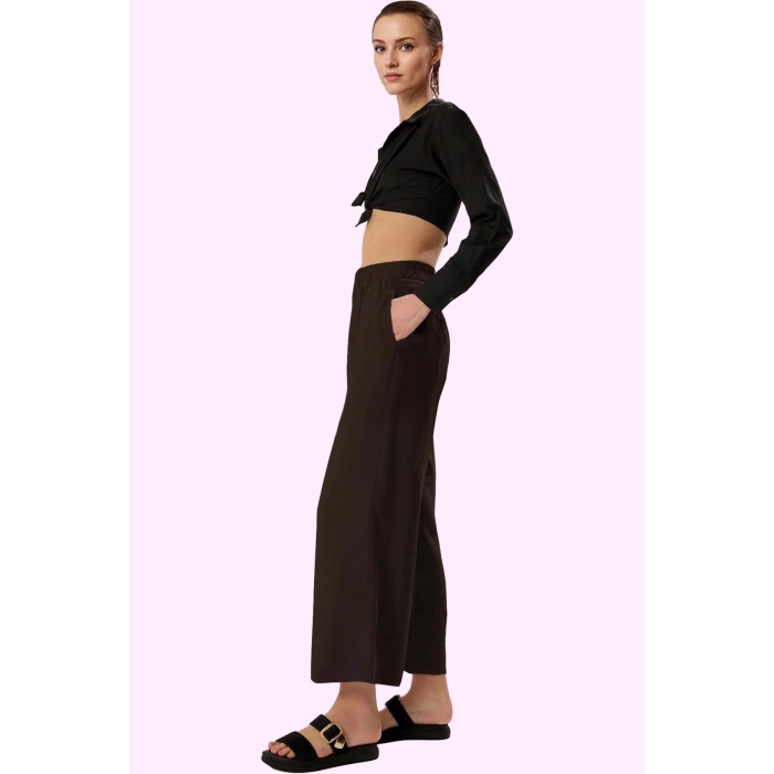 Kadın Yüksek Bel Wide Leg Dokuma Pantolon Casual Günlük Stil Hafta Sonu Yaz Aylarının Vazgeçilmezi