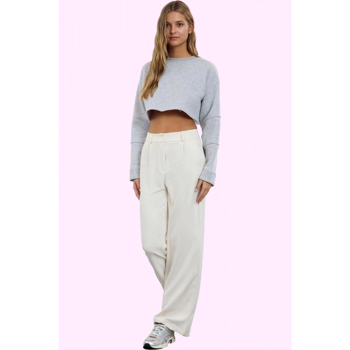 Kadın Yüksek Bel Wide Leg Pantolon Casual Dokuma Kumaş Günlük Hafta Sonu Dayanıklı Malzeme