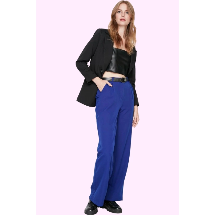 Kadın Yüksek Bel Wide Leg Pantolon Casual Dokuma Kumaş Günlük Hafta Sonu Dayanıklı Malzeme