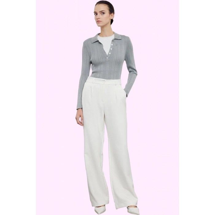 Kadın Yüksek Bel Wide Leg Pantolon Casual Dokuma Kumaş Günlük Hafta Sonu Dayanıklı Malzeme