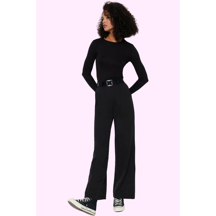 Kadın Yüksek Bel Wide Leg Pantolon Casual Dokuma Kumaş Günlük Hafta Sonu Dayanıklı Malzeme