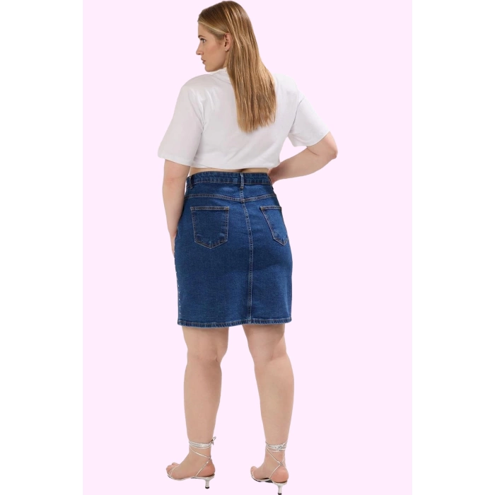 Kadın Yüksek Belli Denim Mini Etek A Line Kesim 99 Pamuk Günlük Yaz Aylarının Vazgeçilmezi