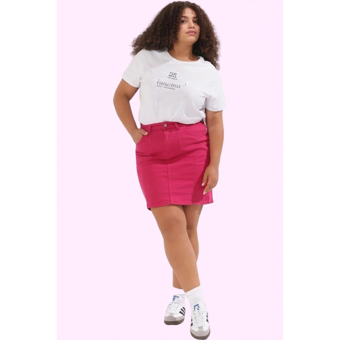 Kadın Yüksek Belli Kısa Denim Etek A line Cool & Comfort Günlük Yaz Aylarının Vazgeçilmezi
