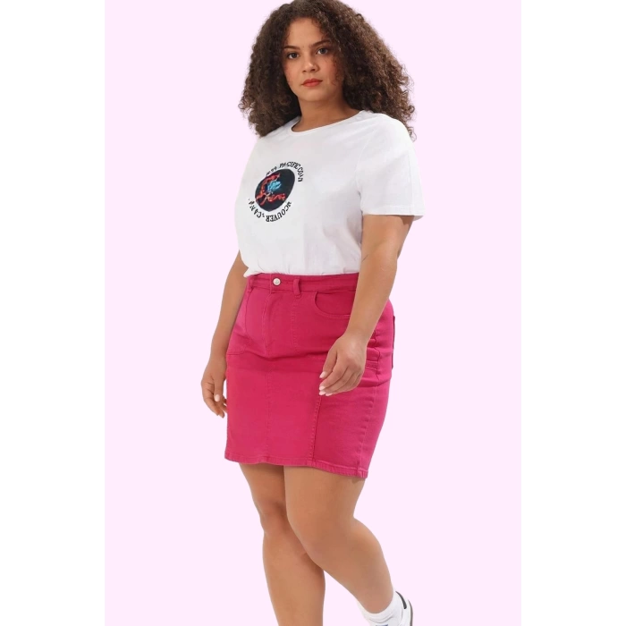 Kadın Yüksek Belli Kısa Denim Etek A line Cool & Comfort Günlük Yaz Aylarının Vazgeçilmezi