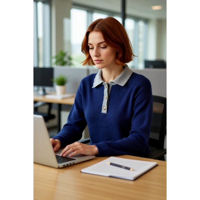 Kadın Yumuşak Dokulu Triko Kazak Oversize Kesim Polo Yaka Detaylı Kışlık Konforlu Giyim Ürünü