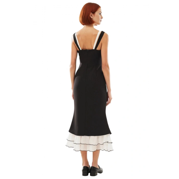 Kadın Zarif Balık Siluet İnce Askılı Fiyonklu Kalp Yaka Maxi Abiye Elbise Özel Davetler ve Partiler