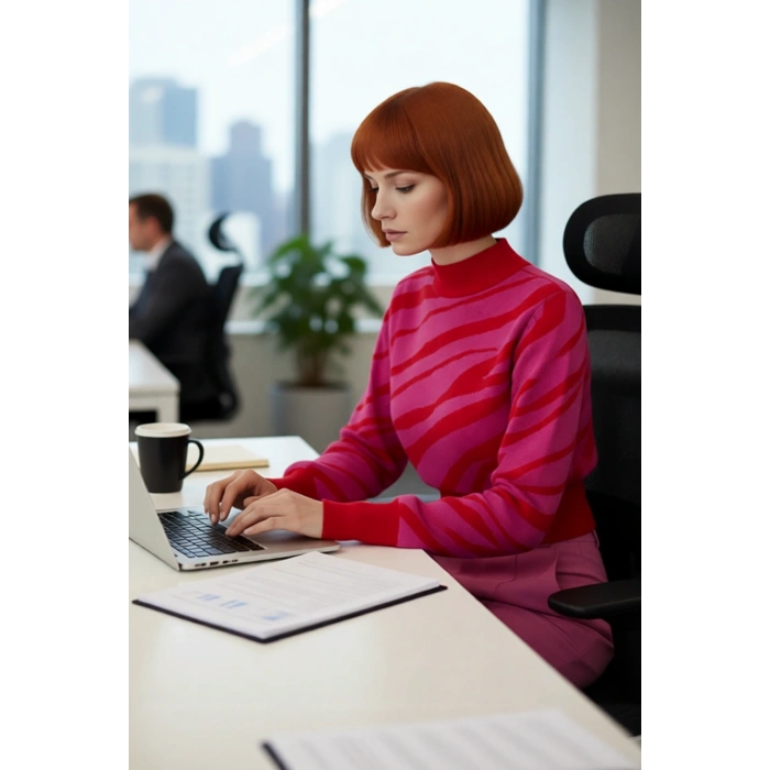 Kadın Zebra Desenli Dik Yaka Regular Kalıp Crop Triko Kazak Soğuk Günlerin Şık Seçimi Kaliteli