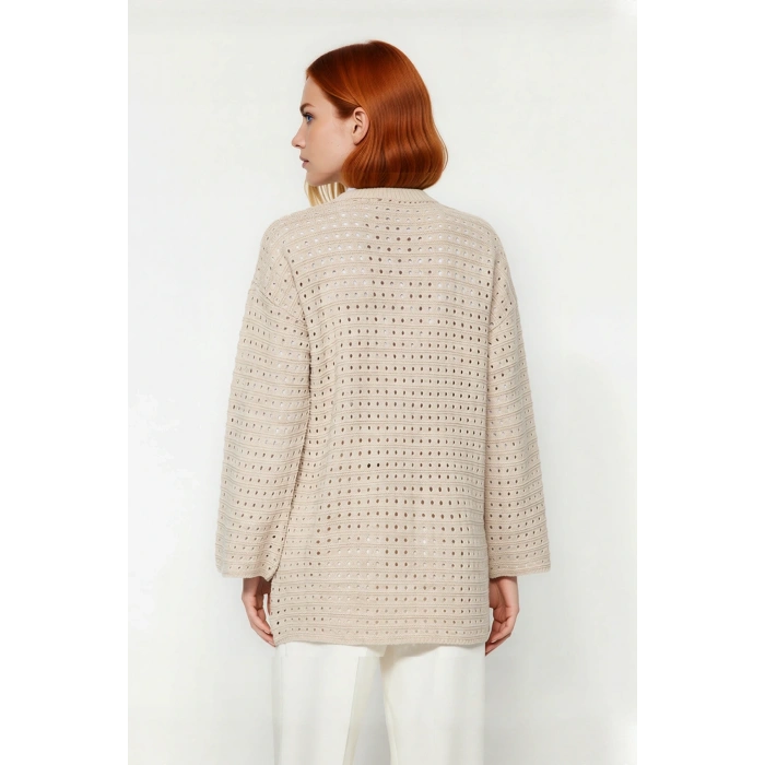 Kadınlar İçin Ajurlu Bisiklet Yaka Regular Kalıp Uzun Kollu Triko Kazak Modelimiz Kaliteli