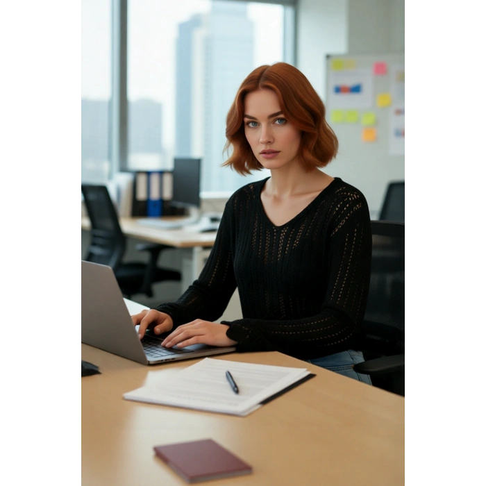 Kadınlar İçin Ajurlu V Yaka Triko Kazak Regular Kalıp Uzun Kol Basic Tasarım Şık Görünüm Kaliteli