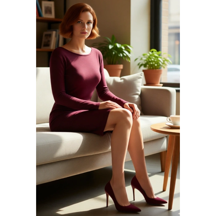 Kadınlar İçin Bodycon Fitilli Örme Uzun Kollu Sırt Dekolteli Mini Kışlık Şık Günlük Elbise