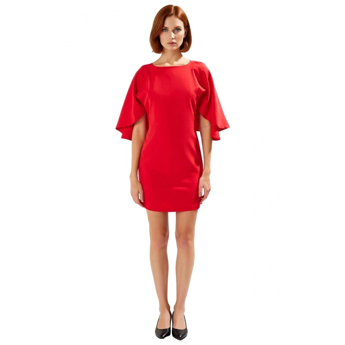 Kadınlar İçin Bodycon Kesim Kısa Elbise Bisiklet Yaka Düz Desen Şık Kokteyl Sonbahar Davetleri