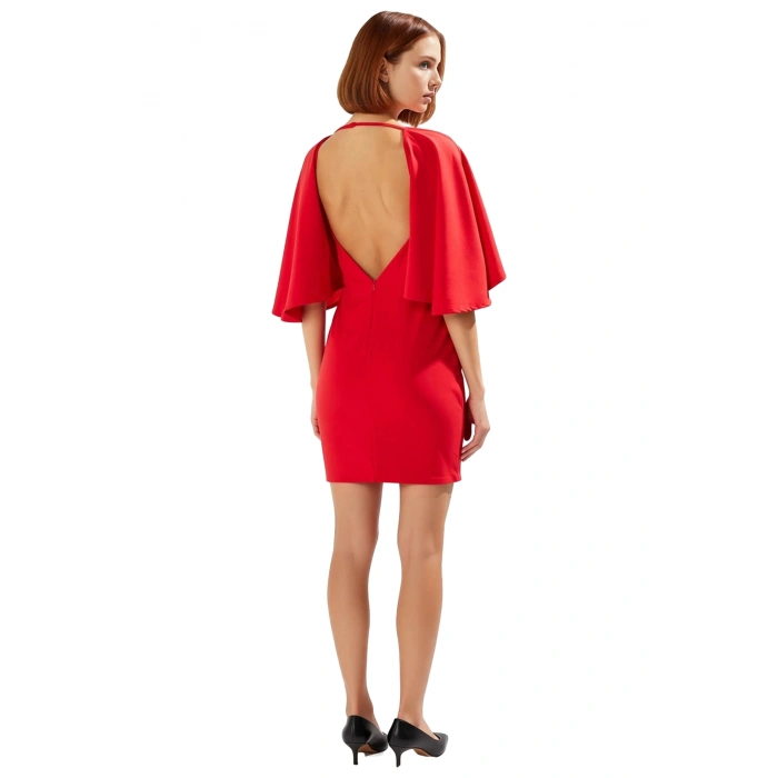 Kadınlar İçin Bodycon Kesim Kısa Elbise Bisiklet Yaka Düz Desen Şık Kokteyl Sonbahar Davetleri