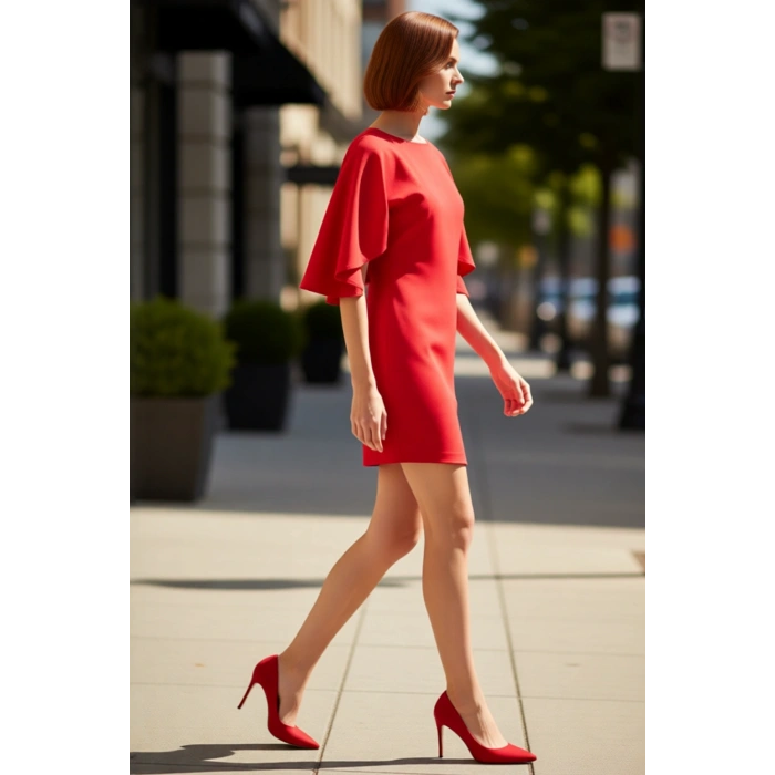 Kadınlar İçin Bodycon Kesim Kısa Elbise Bisiklet Yaka Düz Desen Şık Kokteyl Sonbahar Davetleri