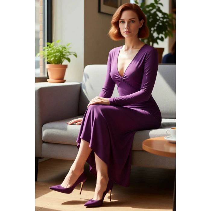 Kadınlar İçin Bodycon Kesim V Yaka Büzgülü Astarlı Maxi Örme Elbise Şık Davetler İdeal