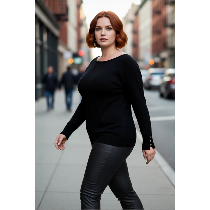 Kadınlar İçin Büyük Beden Kayık Yaka Düz Desen Uzun Kollu Triko Kazak Günlük Şıklık Sunar Kaliteli