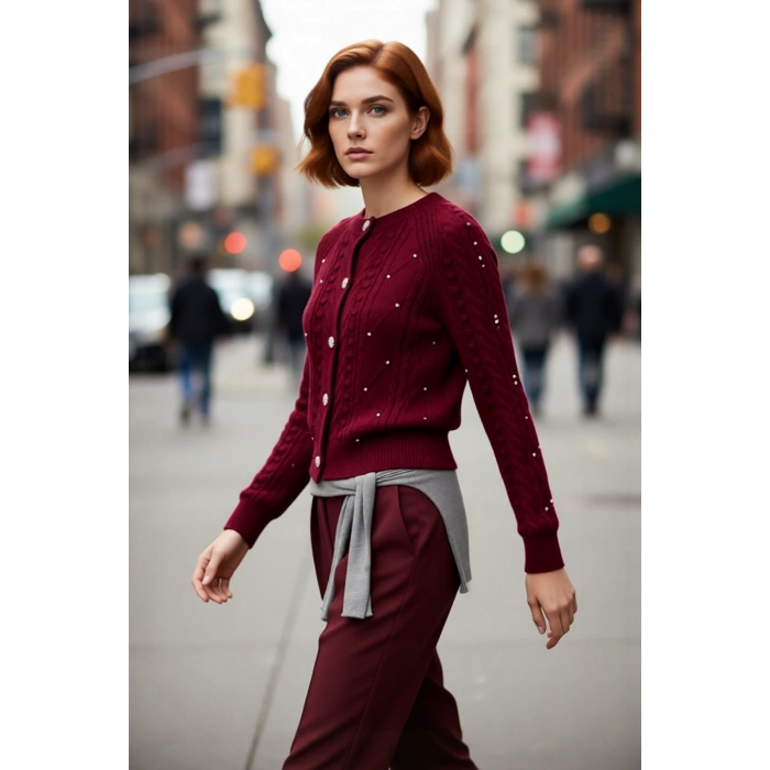 Kadınlar İçin Çift Taraflı Fitilli Saç Örgü Crop Triko Hırka Kışlık Şık Ve Rahat Giyim Kaliteli