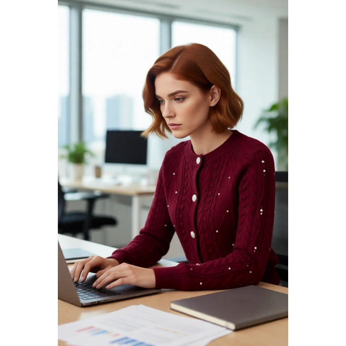 Kadınlar İçin Çift Taraflı Fitilli Saç Örgü Crop Triko Hırka Kışlık Şık Ve Rahat Giyim Kaliteli