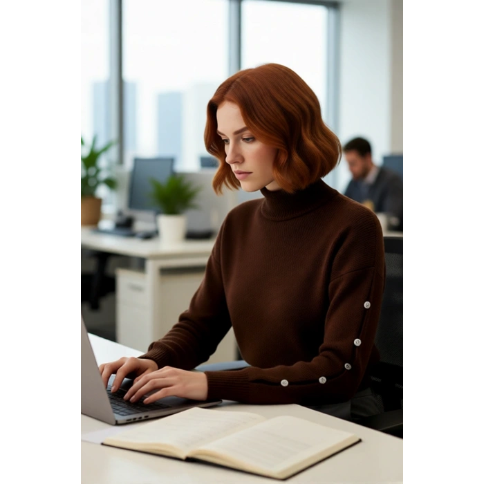 Kadınlar İçin Dik Yaka Regular Kalıp Düşük Kol Düğme Detaylı Triko Kazak Soğuk Günlerin Şık Seçimi