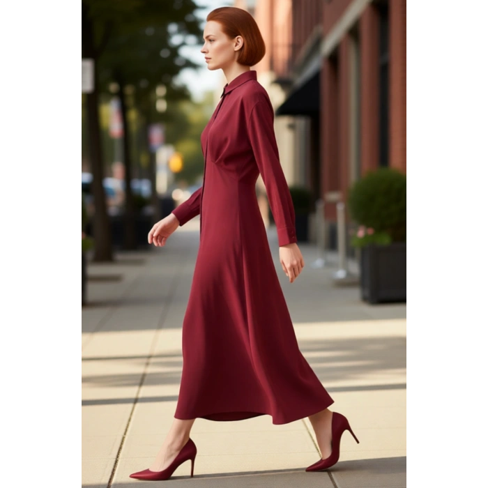Kadınlar İçin Düz Dokuma Gömlek Elbise Reglan Kol Ve Maxi Boy İle Tüm Sezon Konforu Sunar Kaliteli