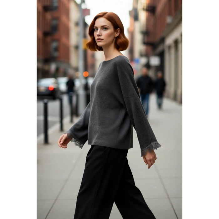 Kadınlar İçin Düz Regular Kalıp Kayık Yaka Düşük Kol Triko Kazak Kış Kombinlerinin Vazgeçilmezi