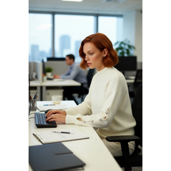 Kadınlar İçin Konforlu Gri Triko Kazak Düşük Kol ve Dik Yaka Tasarımı Düğmeli Kışlık Regular Kalıp