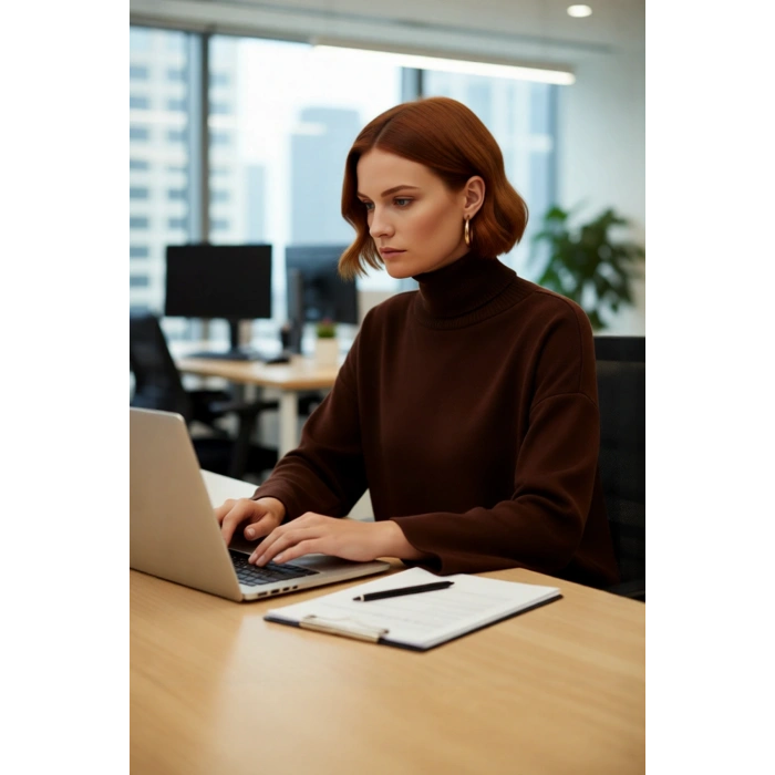 Kadınlar İçin Konforlu Oversize Basic Düşük Kol Balıkçı Yaka Triko Kazak Kış Günleri Şıklığı