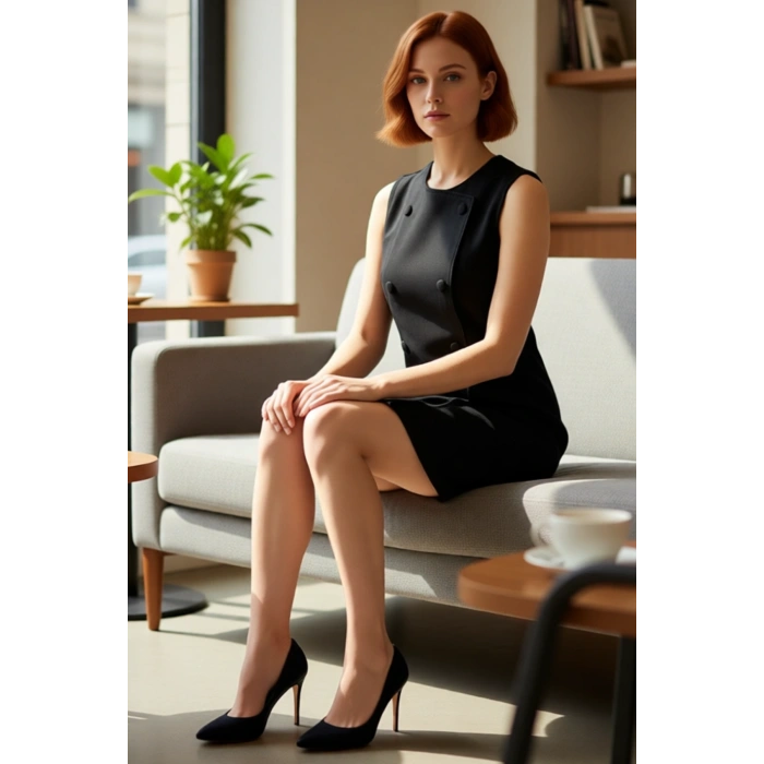 Kadınlar İçin Kruvaze Kesim Kolsuz Düz Desen Mini Denim Elbise %100 Pamuk İçeriğiyle Şık Kaliteli