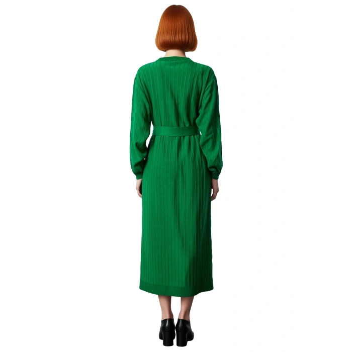 Kadınlar İçin Modern Triko Elbise Kuşaklı Shift Kalıp Uzun Balon Kol Tesettür Stili Kaliteli