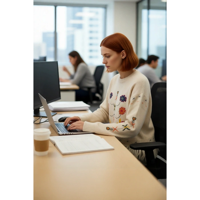 Kadınlar İçin Nakış İşlemeli Bisiklet Yaka Super Crop Triko Kazak Düşük Kollu Püsküllü Detaylı Şık