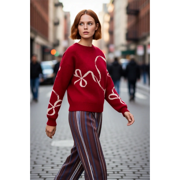 Kadınlar İçin Orta Kalınlıkta Kışlık Bisiklet Yaka Düşük Kol Regular Kalıp Triko Kazak Kaliteli