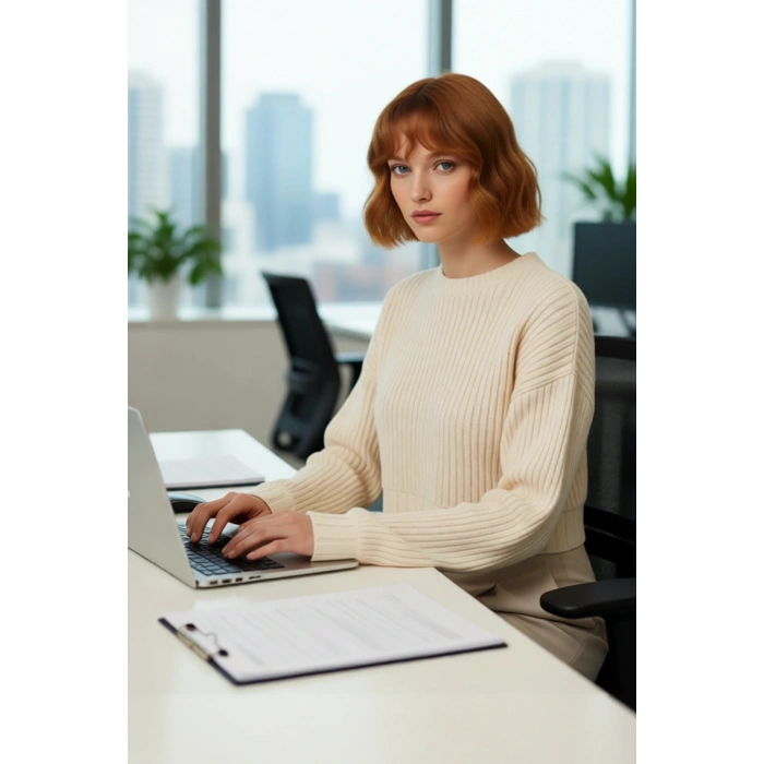 Kadınlar İçin Oversize Crop Bisiklet Yaka Fitilli Uzun Kollu Basic Akrilik Triko Kazak İlkbahar