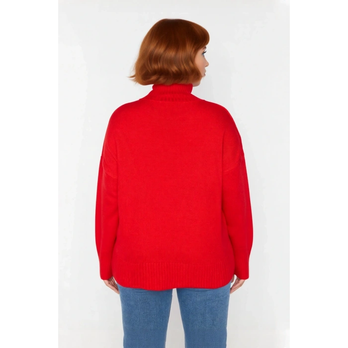 Kadınlar İçin Rahat Relaxed Kalıp Düşük Kol Dik Yaka Triko Kazak Kış Günleri İdeal Seçim