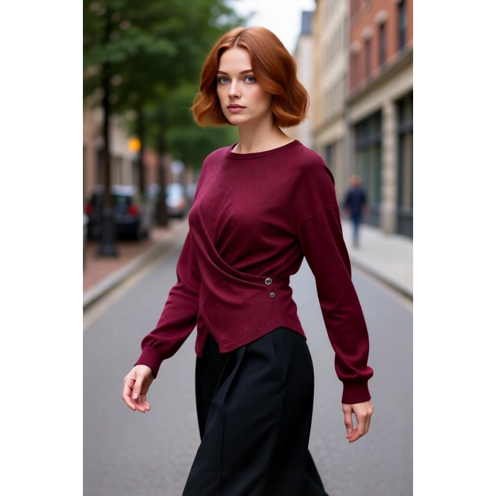 Kadınlar İçin Şık Bağlama Detaylı Triko Kazak Fitted Kesim Kışlık Kombinlerinize Zarafet Katın