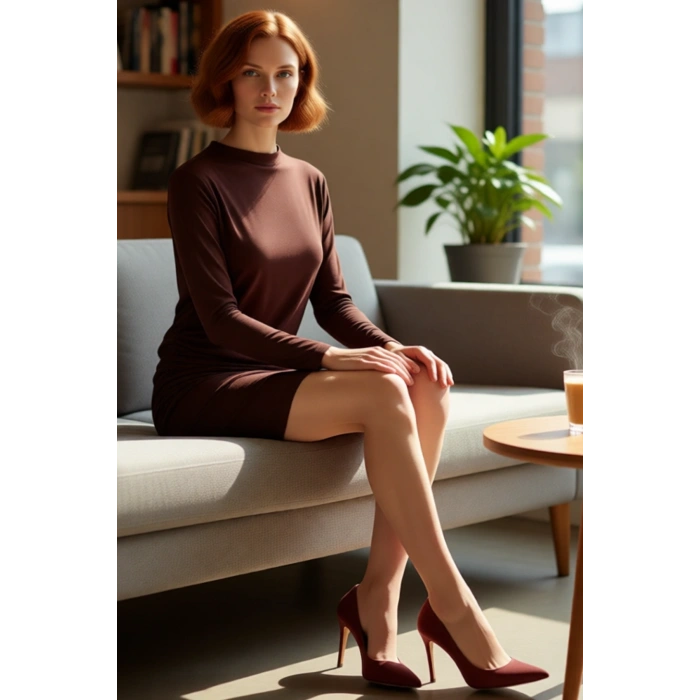 Kadınlar İçin Şık Bodycon Mini Uzun Kollu Kayık Yaka Gece Elbisesi Kalın Sandy Örme Kaliteli