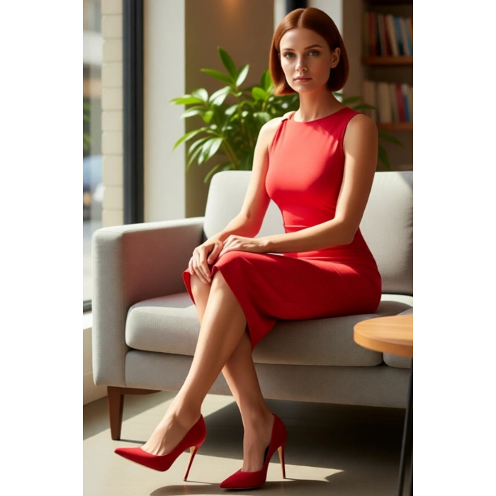 Kadınlar İçin Şık Ve Modern Bodycon Midi Elbise Asimetrik Yaka Detaylı Kolsuz Tasarım Kaliteli