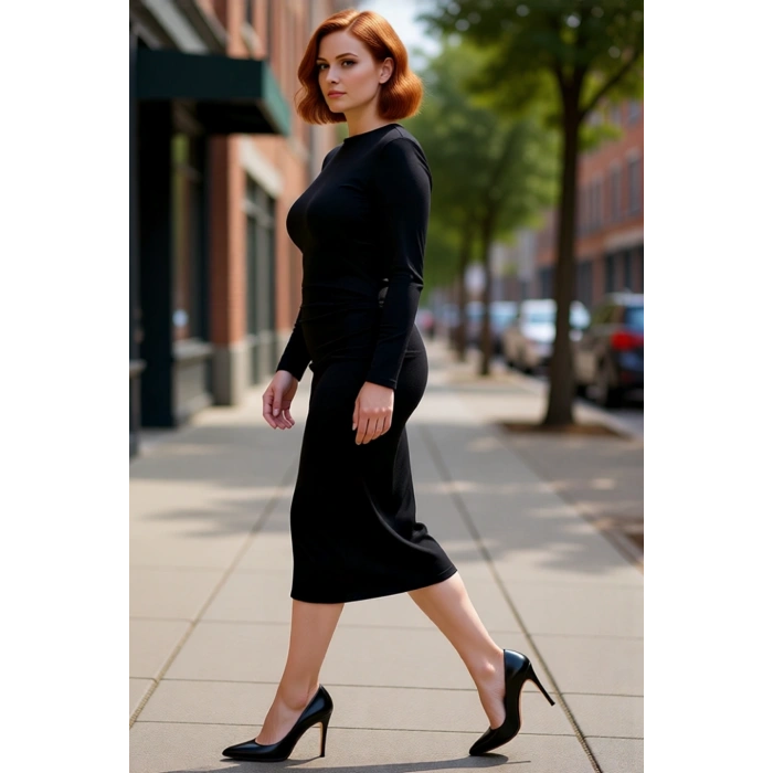 Kadınlar İçin Siyah Büzgü Detaylı Büyük Beden Shift Örme Uzun Kollu Maxi Günlük Elbise Kaliteli