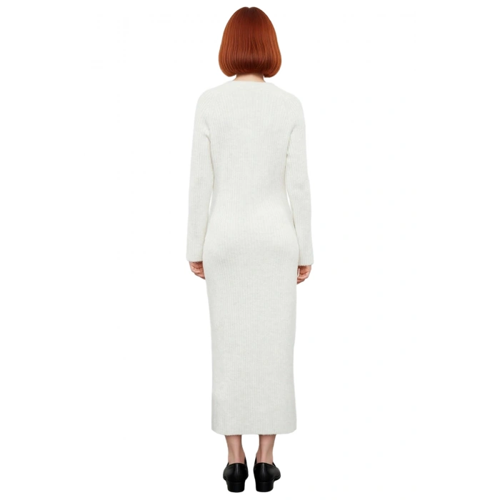 Kadınlar İçin V Yaka Maxi Boy Triko Elbise Uzun Kollu Rahat Shift Kalıp Kışlık Günlük Şıklık