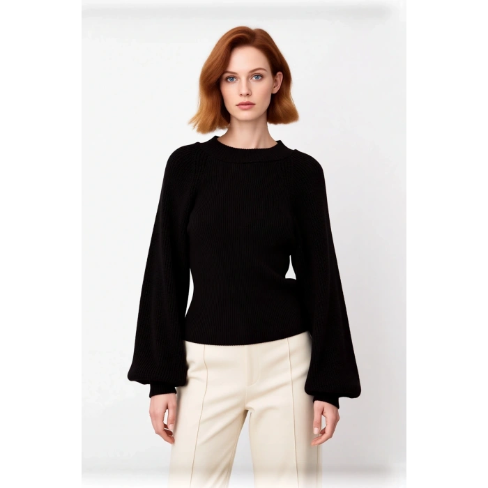 Kadınlara Özel Basic Fitted Akrilik Triko Kazak Dik Yaka Uzun Kollu Rahat Kış Şıklığı Sunar