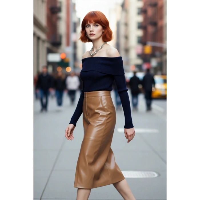 Kadınlara Özel Basic Fitted Kesim Uzun Kollu Crop Akrilik Triko Carmen Yaka Kazak Kaliteli