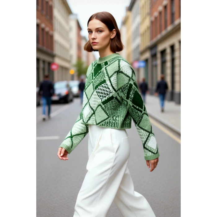 Kadınlara Özel Basic Kesim Düşük Kol Bisiklet Yaka Crop Triko Kazak Soğuk Günlerin Favorisi