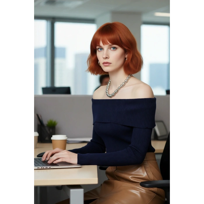 Kadınlara Özel Basic Siluet Fitted Triko Kazak Crop Boy Carmen Yaka Şık Seçim Kaliteli