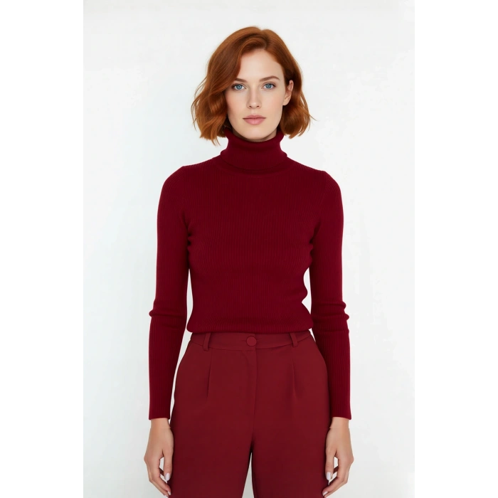 Kadınlara Özel Fitted Balıkçı Yaka Uzun Kollu Basic Triko Kazak Kış Günleri İçin İdeal Akrilik