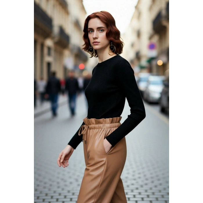 Kadınlara Özel Fitted Kesim Bisiklet Yaka Uzun Kollu Triko Kazak Kışa Şıklık Kaliteli