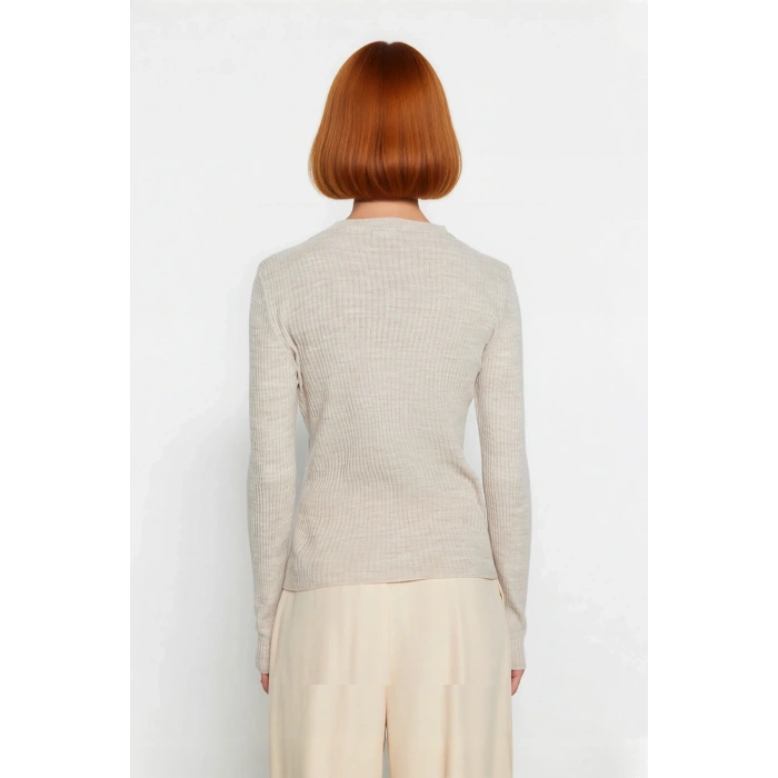 Kadınlara Özel Fitted Kesim Bisiklet Yaka Uzun Kollu Triko Kazak Kışa Şıklık Kaliteli