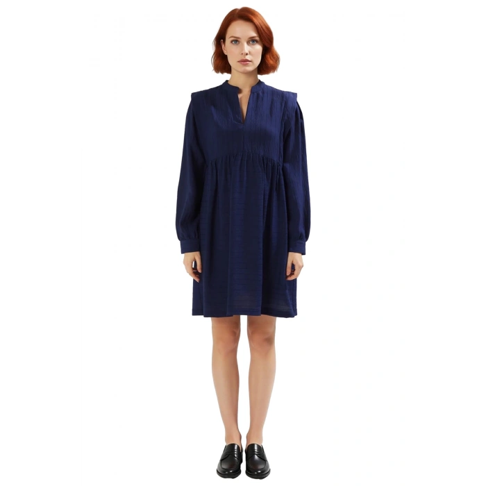 Kadınlara Özel Hakim Yaka Uzun Balon Kol Shift Mini Elbise Rahat Günlük Giy Çık Stili Kaliteli